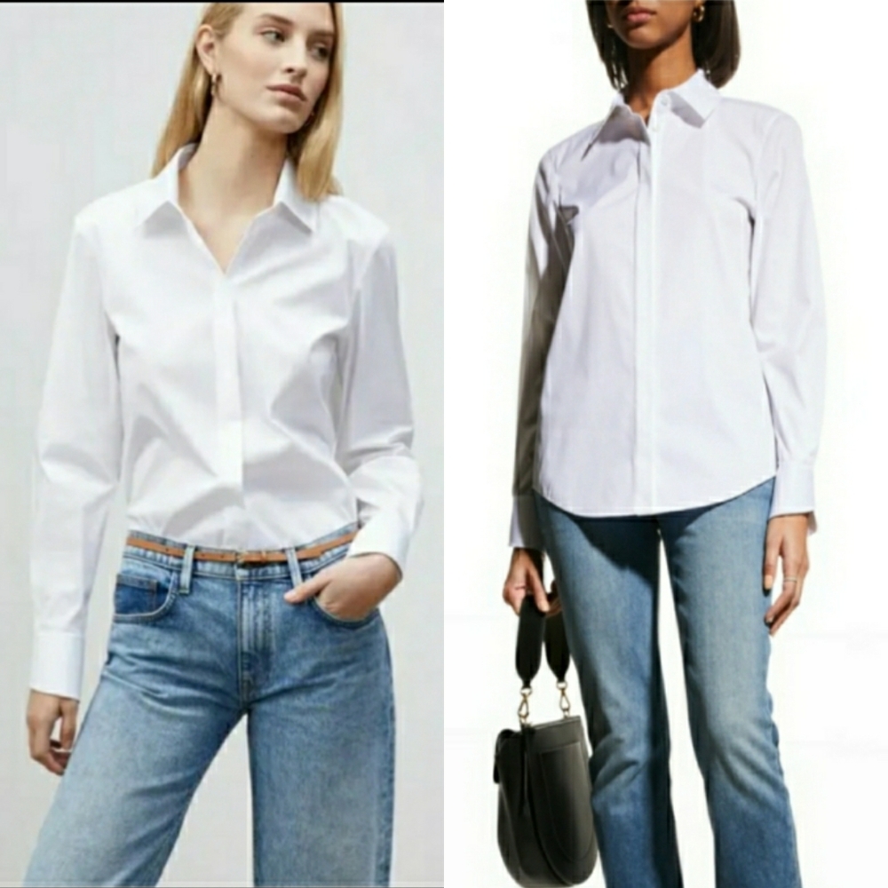 Lafayette 148 white button down shirt